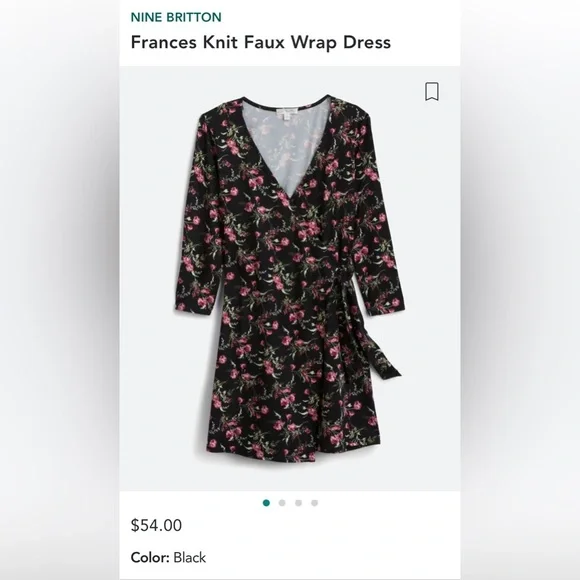 Nine Britton Dresses | Nine Britton Frances Knit Faux Wrap Floral Dress | Color: Black/Pink | Size: M | Yandrbrat's Closet
